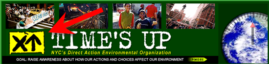 image of times-up banner with x and up arrow